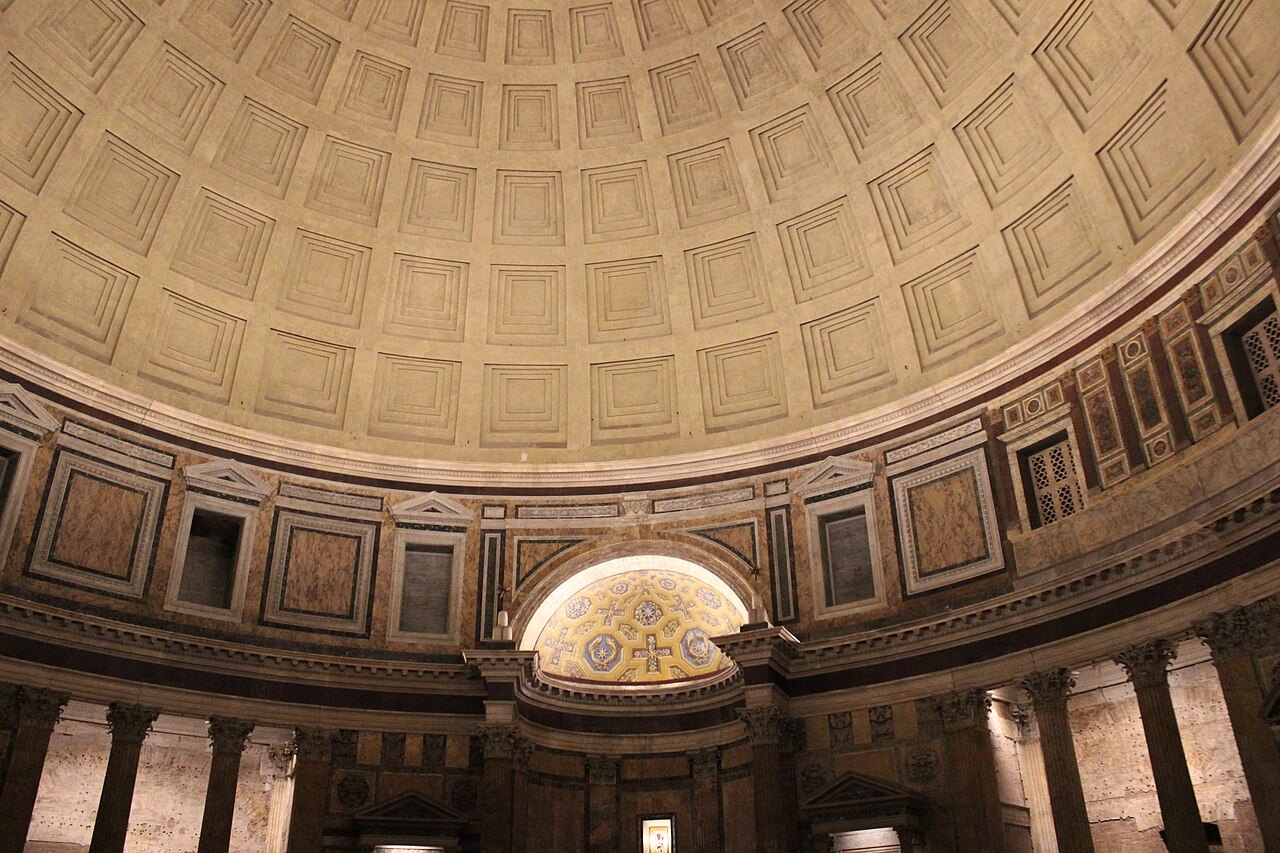 The Pantheon's dome and its rings of coffers above the apse
