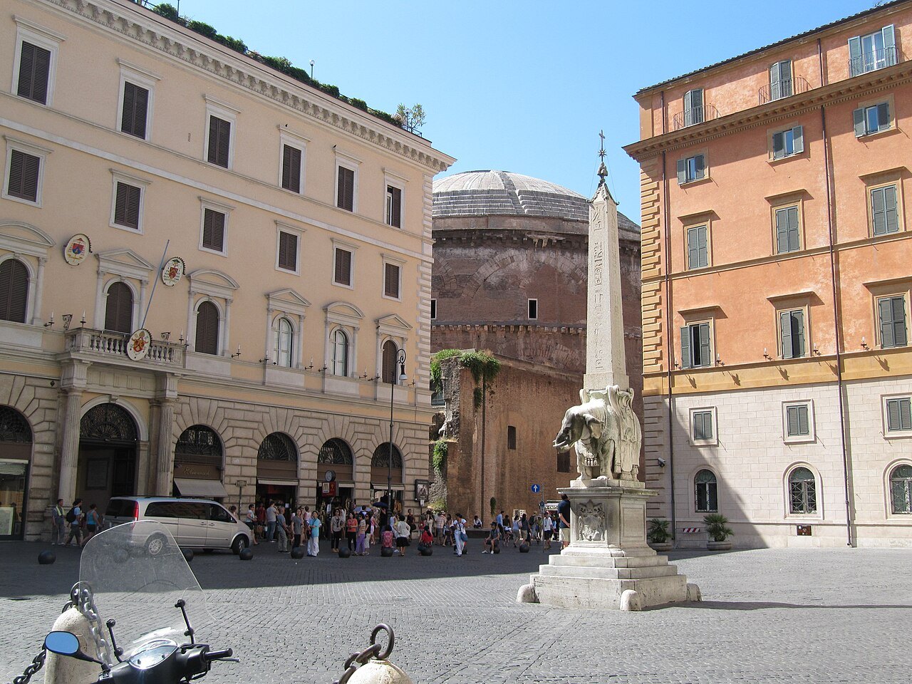 Piazza della Minerva with Bernini's elephant carrying an obelisk, the Pantheon's drum behind