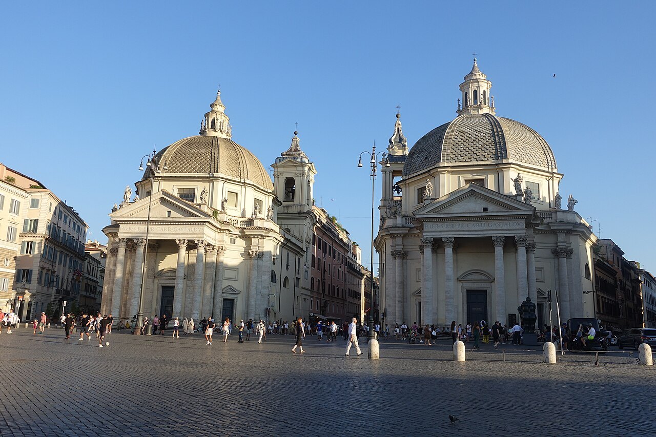 The twin churches of Santa Maria dei Miracoli and Santa Maria in Montesanto on Piazza del Popolo