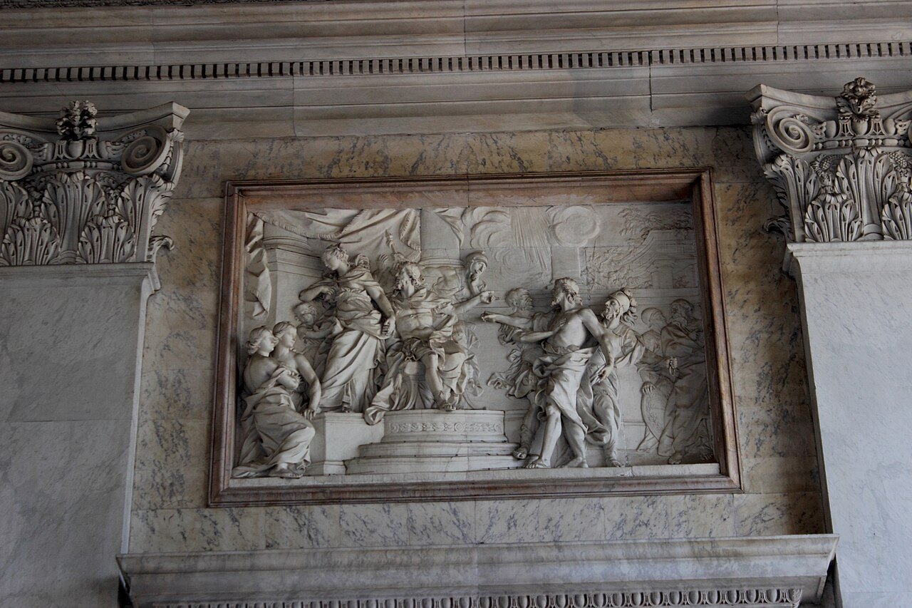 A carved marble relief set into the wall of the portico of St. John Lateran